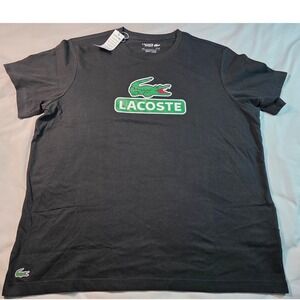 Lacoste Sport Ultra Dry T-Shirt Men 3XL Black Graphic Logo Short Sleeve Tee NEW